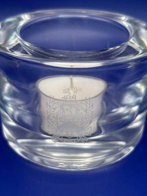 Crested Glass Tea Light Holder