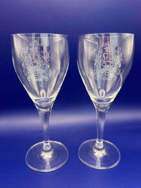 Crested Pair of Wine Glasses